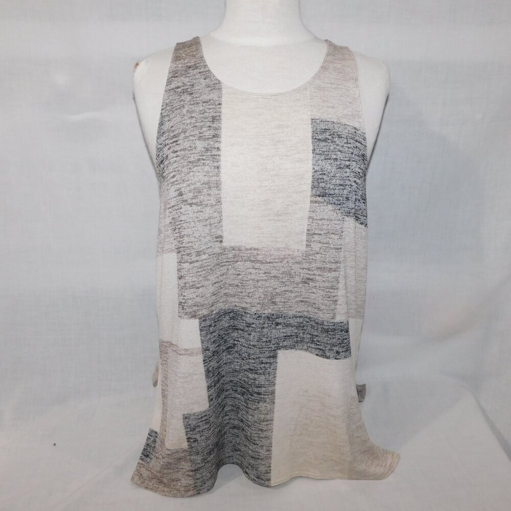 Aritzia Wilfred Free Ornella Tank Top Colour Block Pattern Cream Brown Womens L